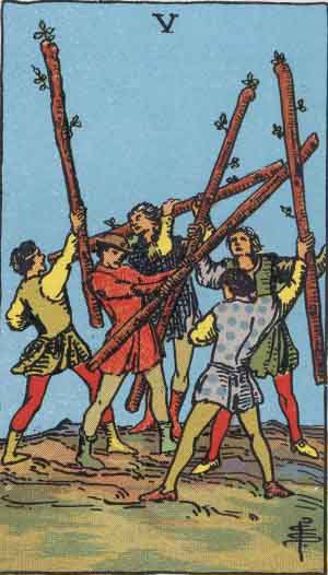 The 5 of Wands Tarot Card