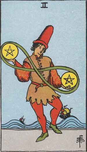 The 2 of Pentacles Tarot Card