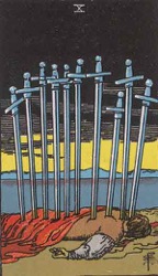 Ten of Swords Tarot card meaning and interpretation