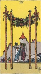 Four of Wands, Rods or Batons, Tarot card meaning and interpretation