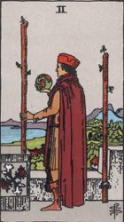 Two of Wands, Rods or Batons, Tarot card meaning and interpretation