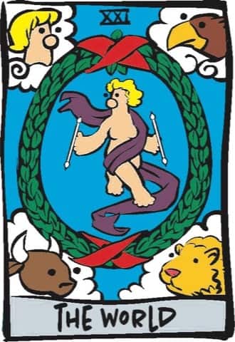 The World Card from the Rider Waite Smith Tarot Deck The World Tarot card meaning and interpretation