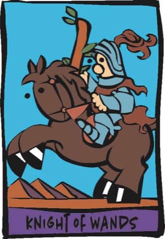 Knight of Wands Card from the Rider Waite Smith Deck Knight of Wands, Rods or Batons, Tarot card meaning and interpretation