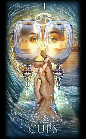 The Two of Cups from the Marchetti Tarot
