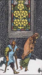 Five of Pentacles, or Five of Coins, Tarot card meaning and interpretation